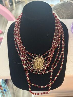 Virgin Saints and Angels Multi-Strand Red Beaded necklace
